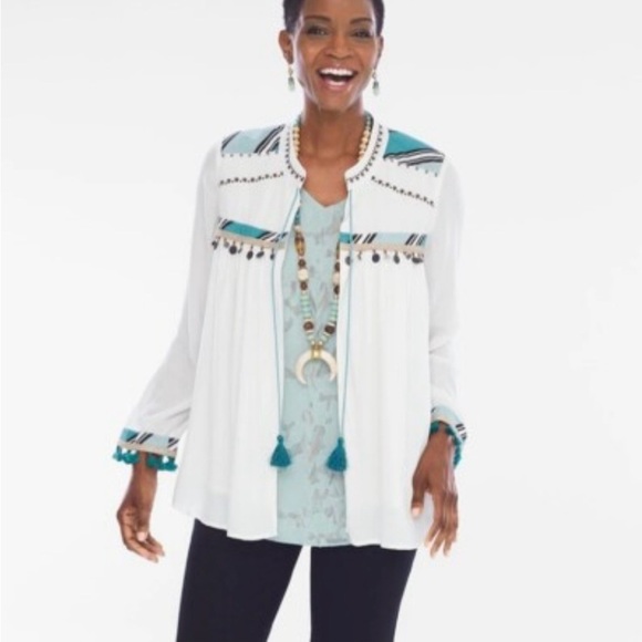 Western Bohemian Whimsical Embroidered Tie Tassel Cardigan 16 Petite - Picture 3 of 10